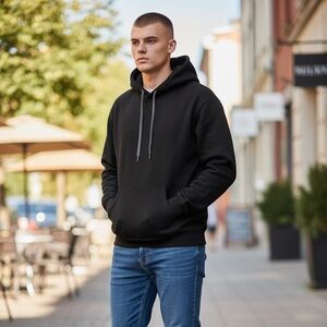 Black Mossy Oak Hoodie with Drawstrings and front pocket - size M